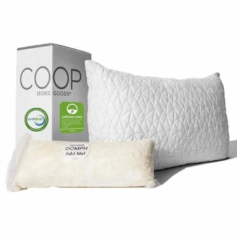 White queen-size adjustable loft bed pillow with zippered cover