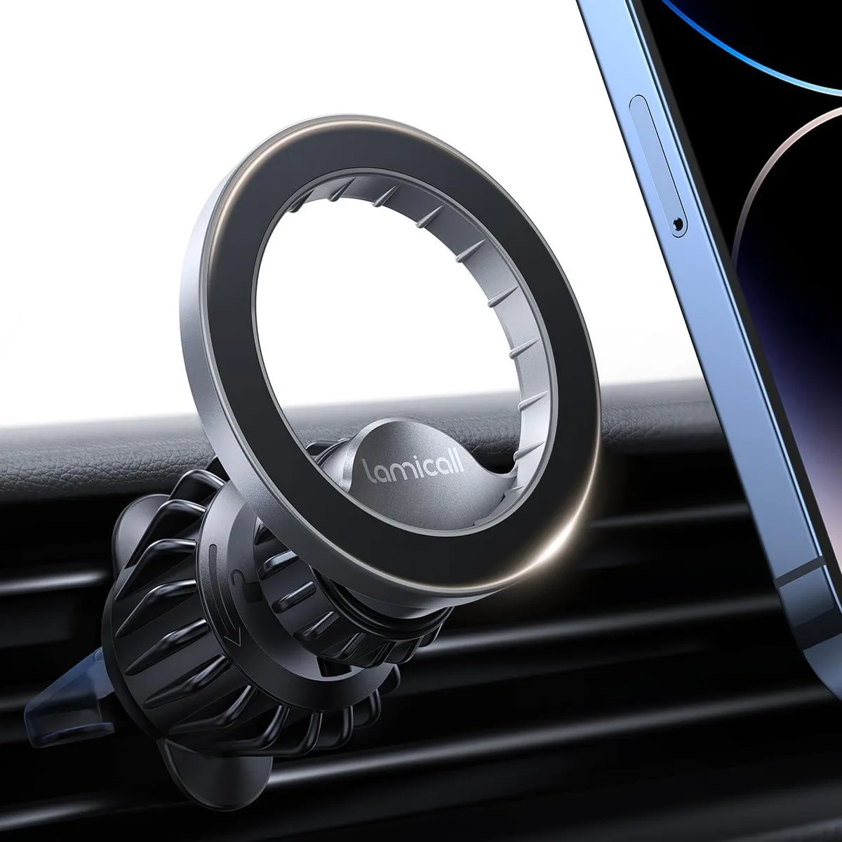 Lamicall STCV03-US-G phone mount 20 magnets 4.4 lbs silver — product photo