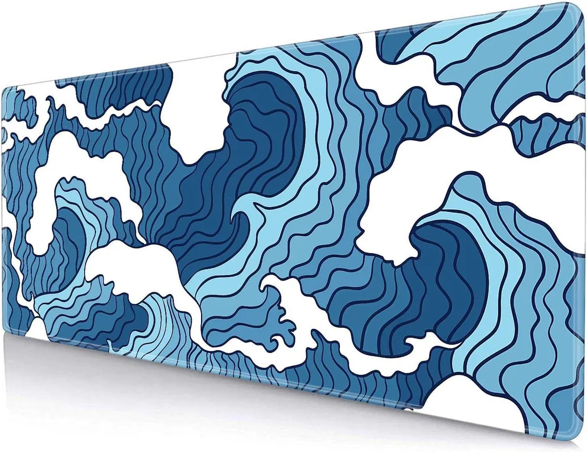 Corn Electronics Corn Electronics Japanese Blue White Wave Mouse Pad 31.5 x 11.8 — product photo