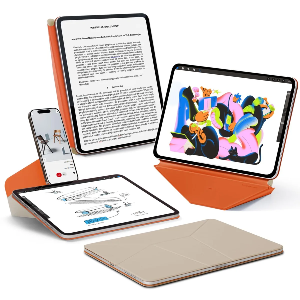 MOFT Dynamic Folio Case A2993 for iPad mini 8.3 2021 2024 Beach White Terracotta — product photo