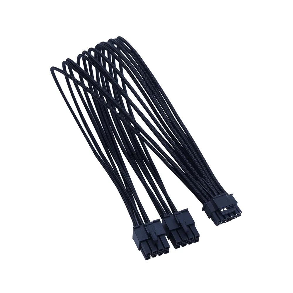 Xenlazar Xenlazar 600W PCIe 5.0 12VHPWR PSU Cable Black Dual 6+2pin to 12+4pin Mesh Paracord Sleeving — product photo