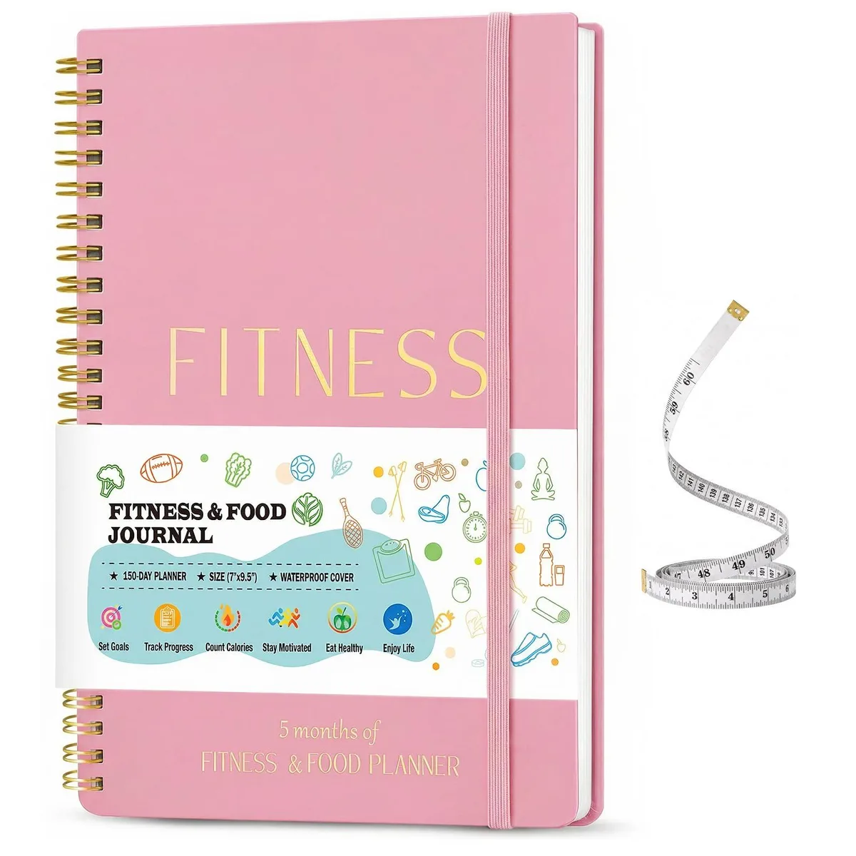  GAERUO FFPL Fitness Food Journal 150-day Planner Pink 9.5x7 inches — product photo
