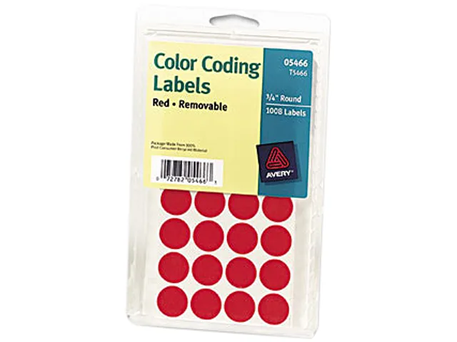 Pack of 1008 red round removable labels model 5466