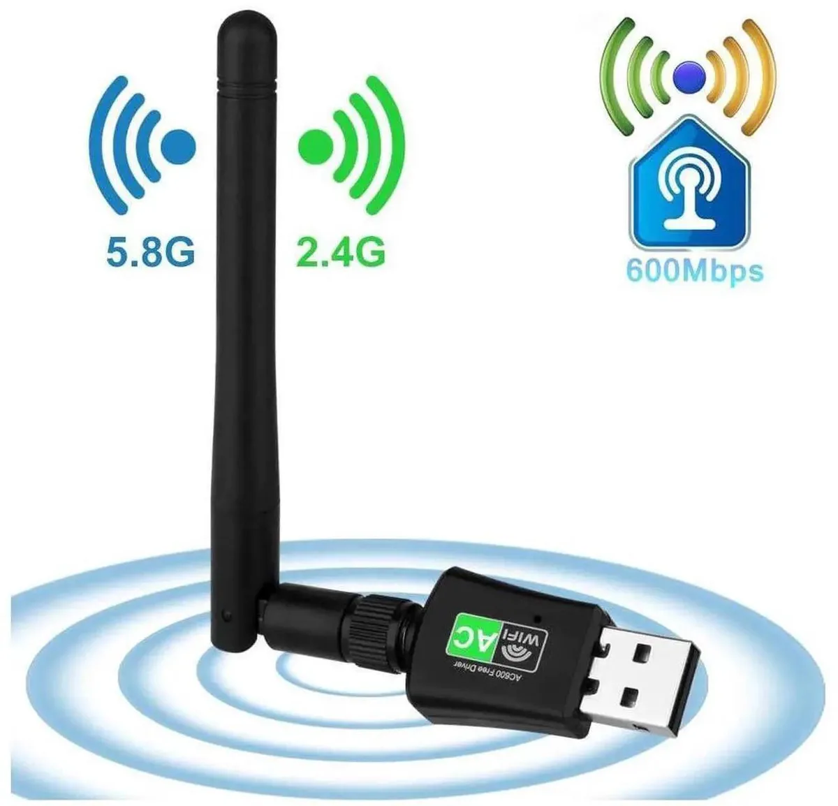 SMUGDESK SMUGDESK AC600 USB Wi-Fi Adapter 600Mbps Dual Band High Gain Antenna — product photo