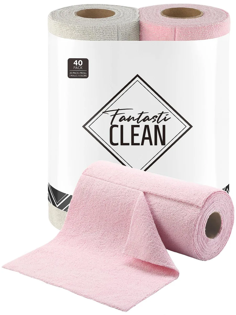 3M Microfiber Cleaning Cloths 40 Sheets Pink Grayish 10x10 in — product photo