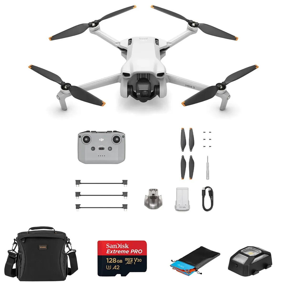 DJI DJI Mini 3 Drone RC-N1 Bundle 128GB Card Bag Light Pad — product photo