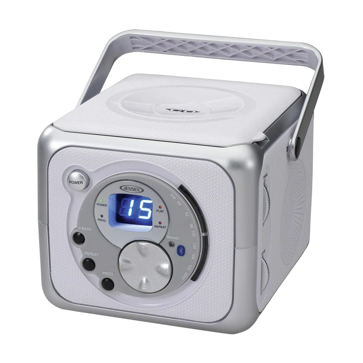 JENSEN CD555 Bluetooth Boombox Silver — product photo
