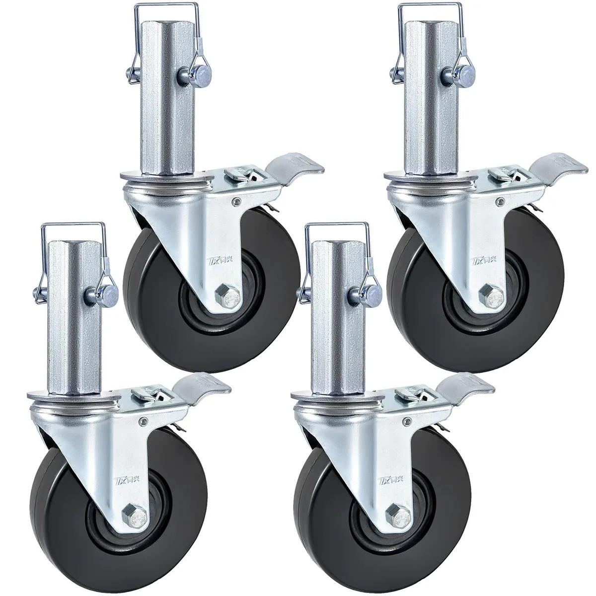 VEVOR VEVOR 5 Inch Scaffolding Rubber Swivel Caster Wheels 1.26 Inch Square Stem 440LBS Dual Locking 4 Pack — product photo