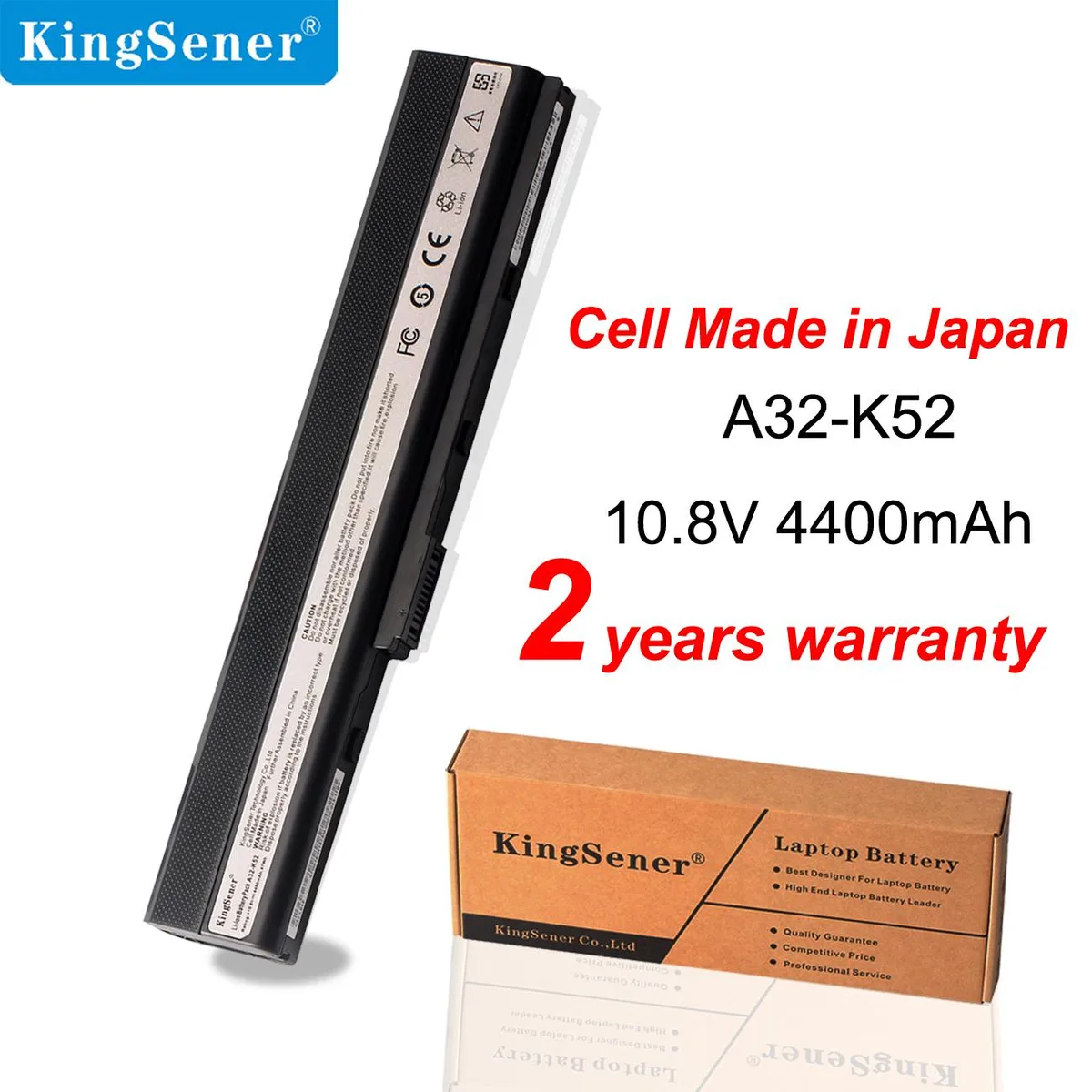 KingSener KingSener A32-K52 4400mAh 47WH 10.8V laptop battery — product photo