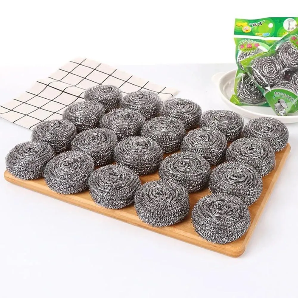 Pack of 20 silver stainless steel scouring pads