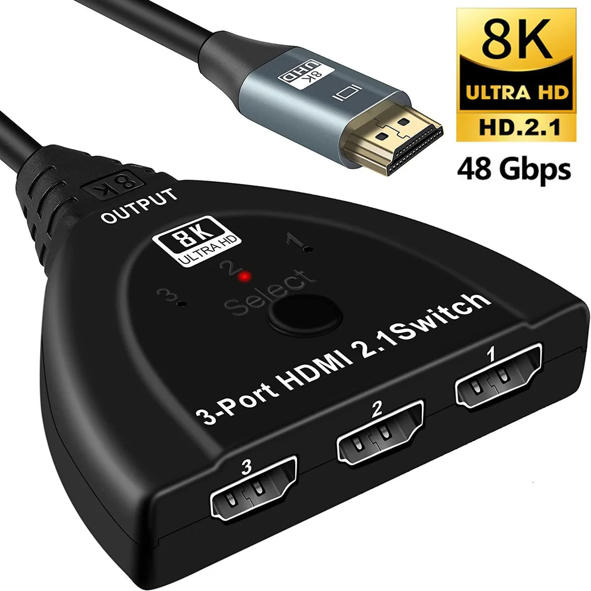 WRIARICH WRIARICH OZ8Q3-1 HDMI Switch 3 in 1 Out 8K@60Hz 48Gbps — product photo
