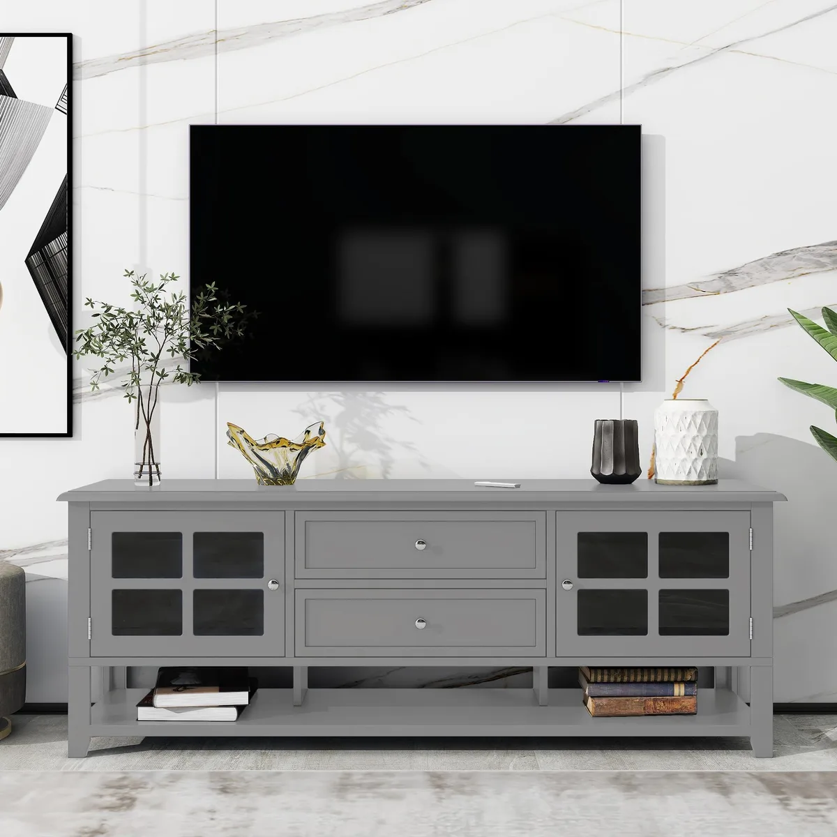 tuphen tuphen TV Stand 60'' Grey MDF Home Entertainment — product photo