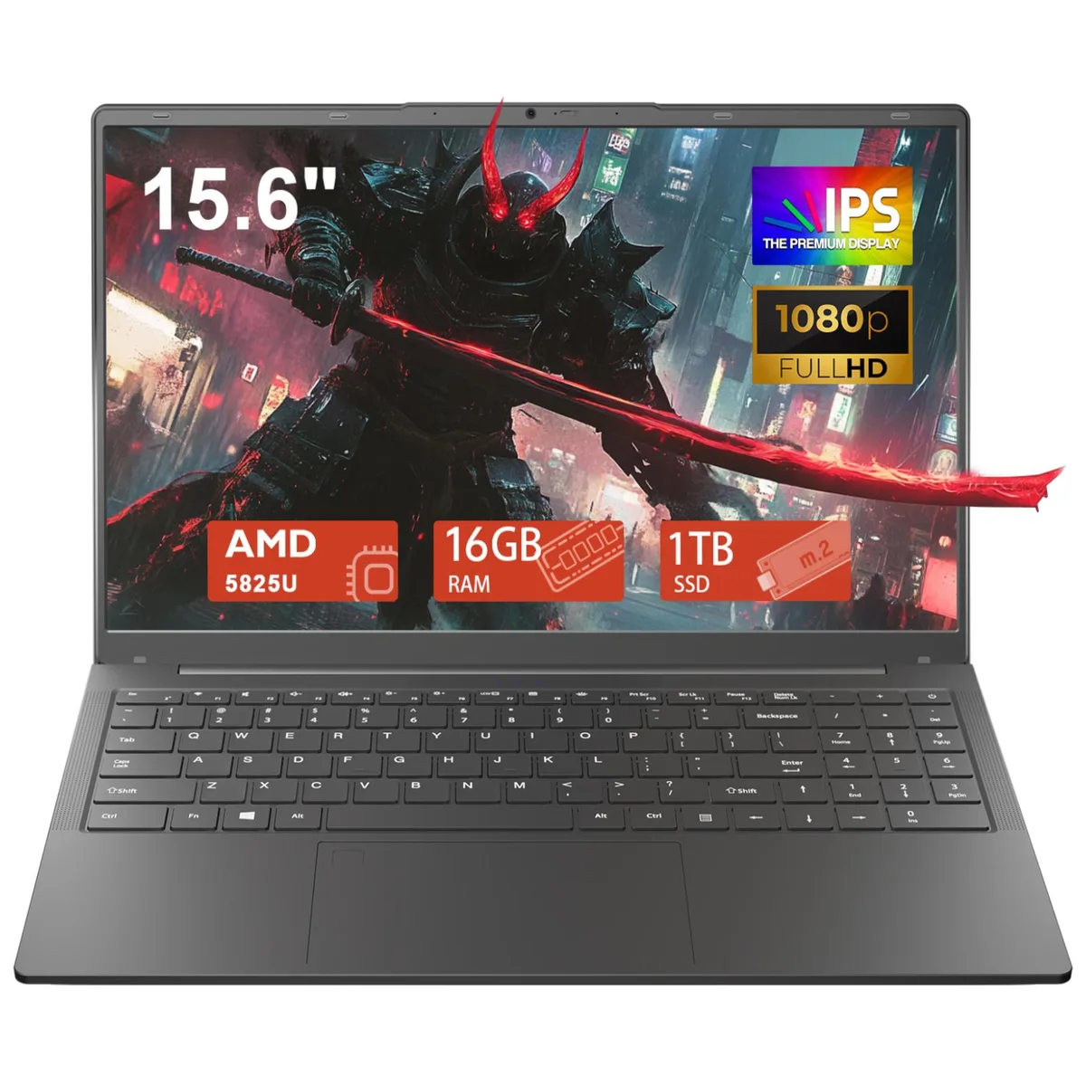 KurieTim KurieTim 15.6" FHD Gaming Laptop AMD Ryzen 7 5825U 16GB DDR4 1TB SSD Windows 11 Pro Gray — product photo