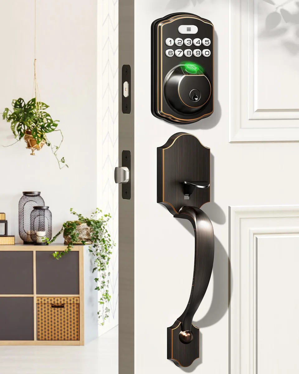  Veise Fingerprint Door Lock Set Oil Rubbed Bronze — product photo