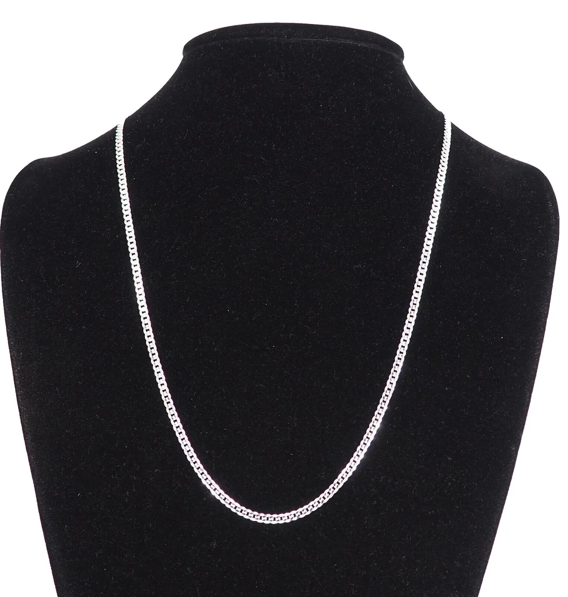 MST MST Solid 925 Sterling Silver 3.7mm Flat Curb Chain Necklace 22 Inch — product photo
