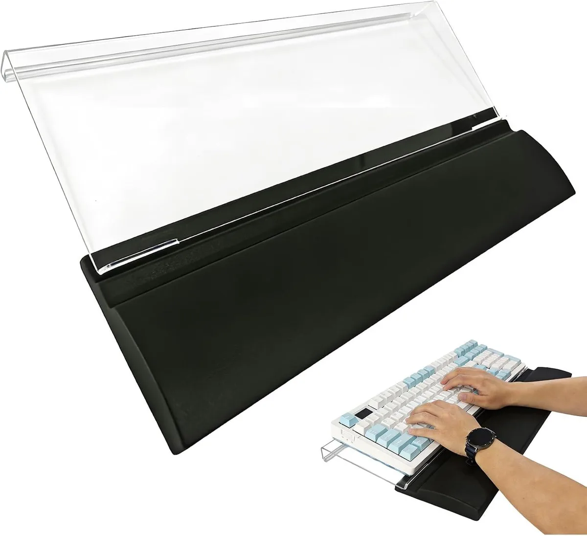 Emerson Emerson Acrylic Keyboard Stand with Silicone Wrist Rest 4-Level Height Adjustment 16.9 x 5.7 inches Clear — product photo