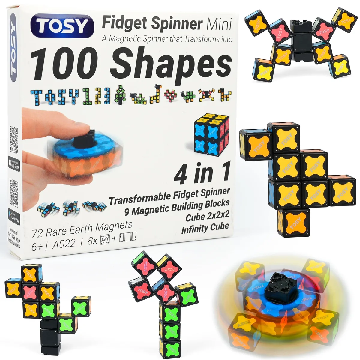  TOSY Magnet Fidget Spinner Mini 8 Blocks 72 Magnets — product photo