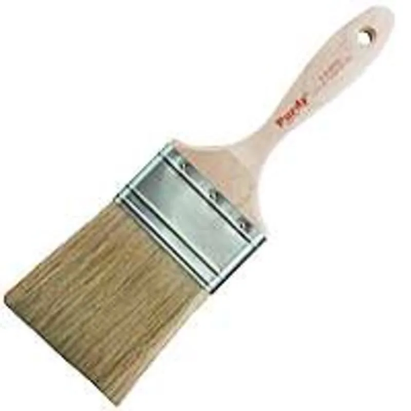Three-inch flat sash brush with white China bristles and wooden beavertail handle
