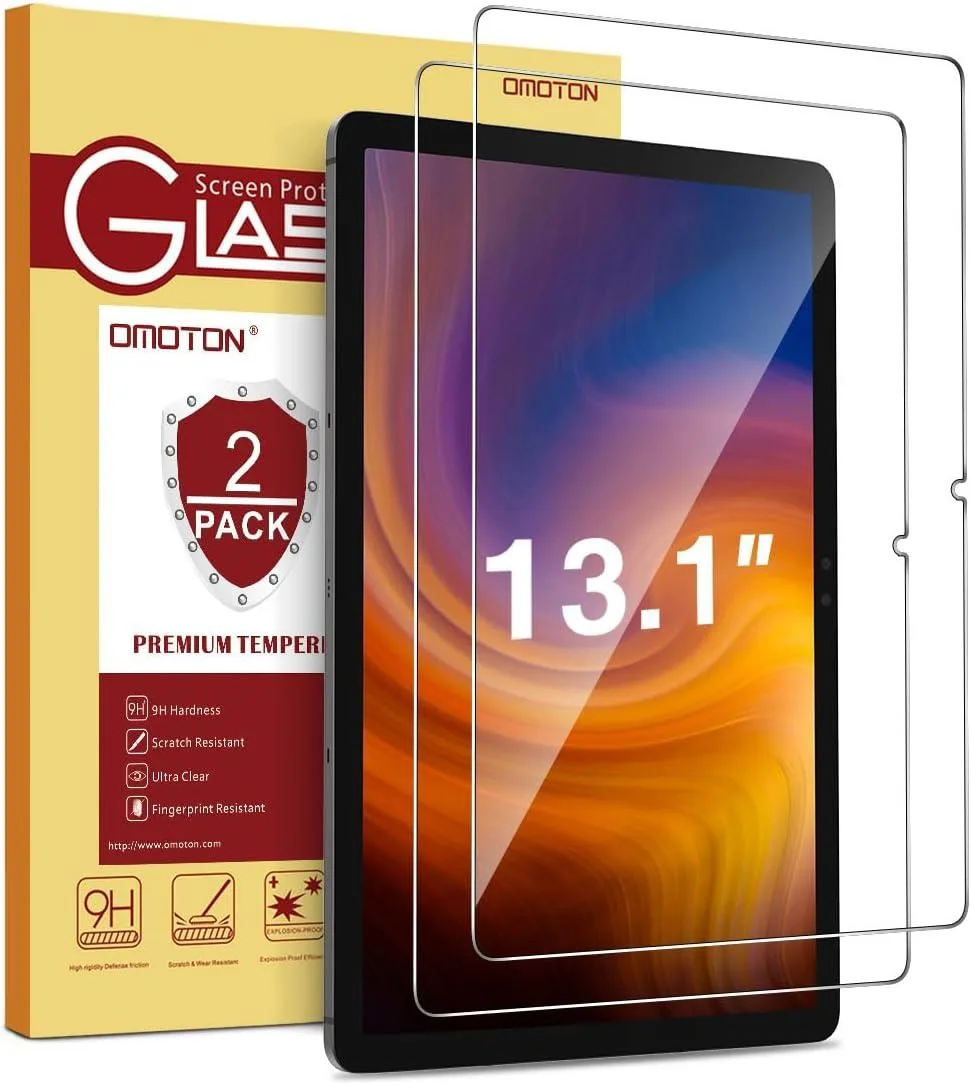 Clear tempered glass screen protector for 13.1 inch tablet, two pack