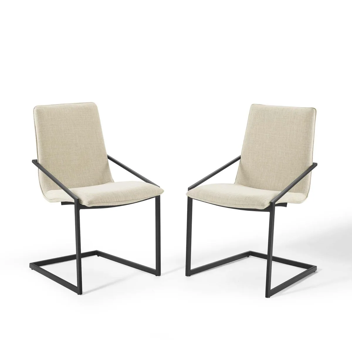 Modway Furniture Modway Furniture Pitch Dining Armchair Fabric Set of 2 Black Beige — product photo