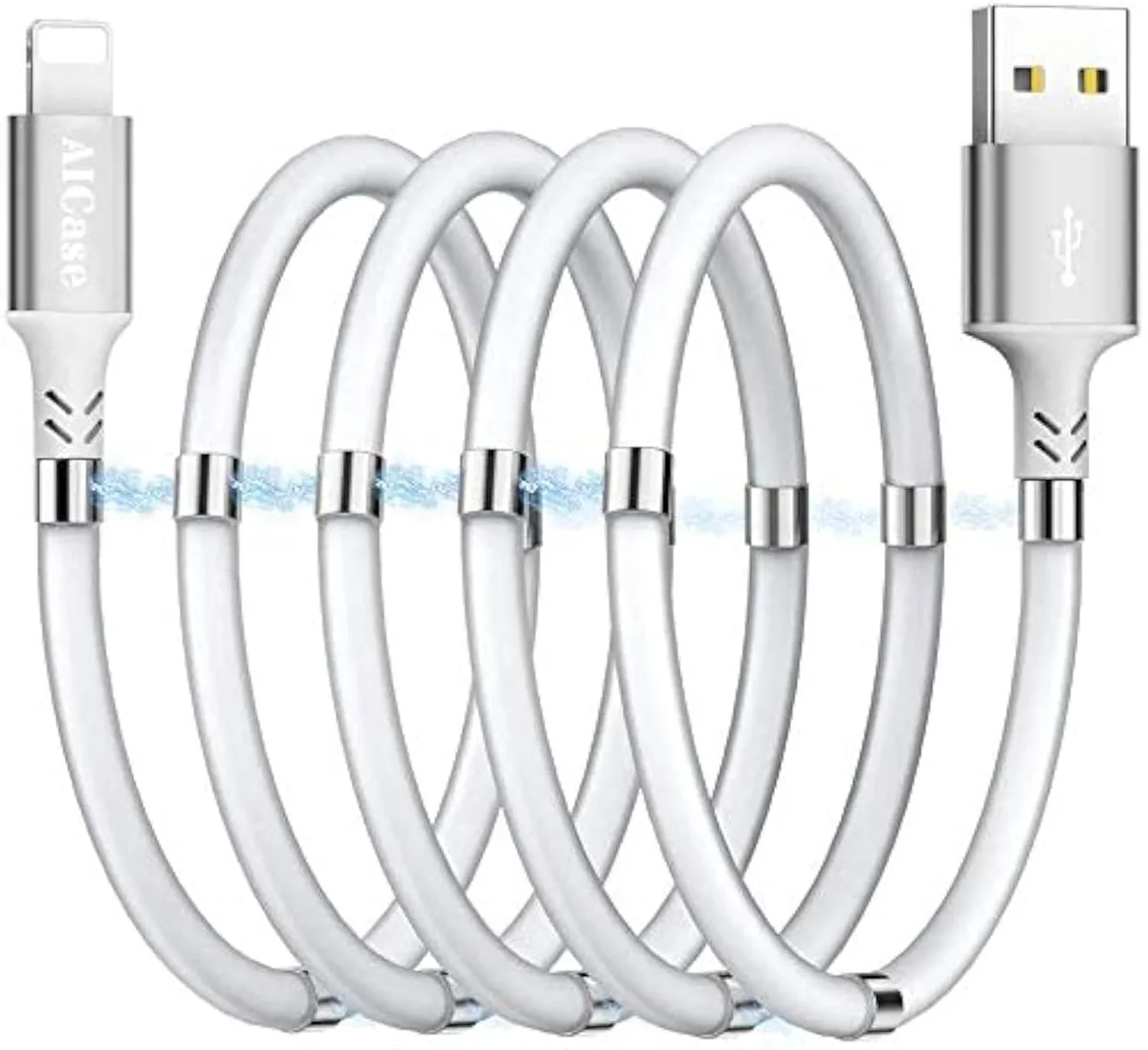 No Sew No Sew Magnetic Charging Cable 3 ft Lightning USB-A 2.4A White — product photo