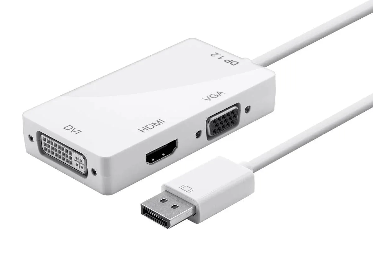 Monoprice Inc. Monoprice 112800 DisplayPort 1.2 to HDMI DVI VGA Adapter White — product photo