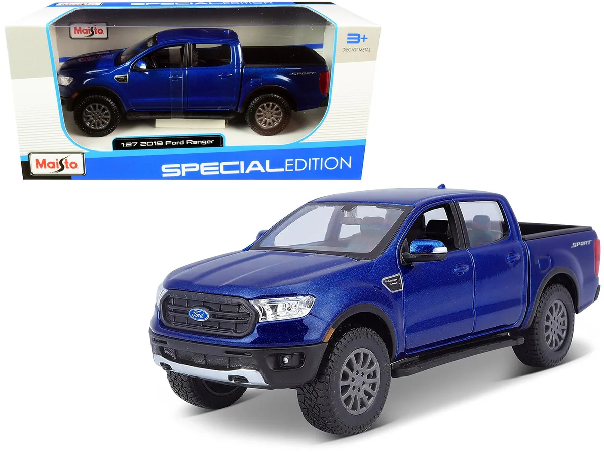 Maisto Maisto 2019 Ford Ranger Lariat Sport Pickup Truck Dark Blue Metallic 1/27 Diecast Hobby Collectible — product photo
