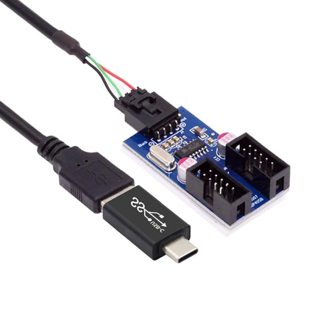 Fervit Fervit USB 3.1 Type-C to dual USB 2.0 header adapter 9pin 10pin — product photo