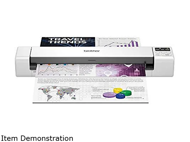 Compact white document scanner with paper feed slot and control buttons