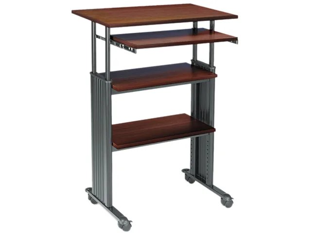 Safco Products Safco Products 1929CY Adjustable Height Stand-Up Workstation 29w x 22d x 35-49h Cherry/Black office furniture — product photo