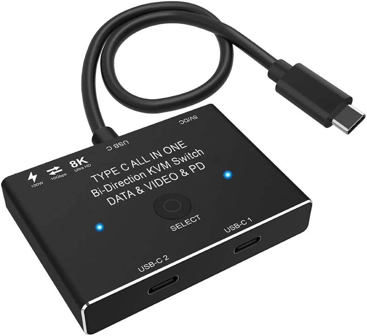 Vszerda Vszerda USB-C KVM Switch 8K 60Hz 4K 120Hz 10Gbps 100W Black — product photo