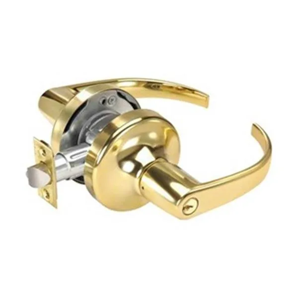 Yale 5300LN classroom lever lock in bright brass finish, curved Pacific Beach style