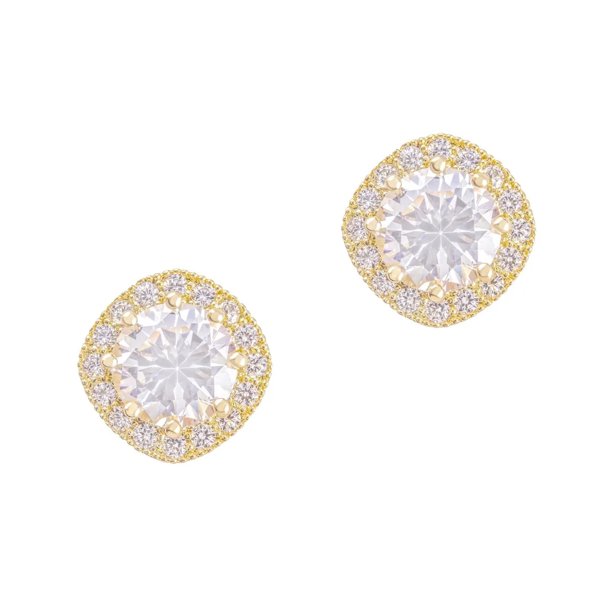 ORROUS &amp; CO ORROUS &amp; CO Legacy Collection 1.90 carat Cushion Halo Stud Earrings 18K Gold Plated — product photo
