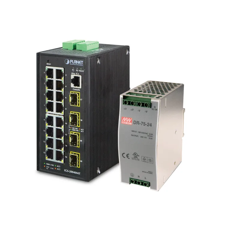 PLANET PLANET IGS-20040MT network switch 16 RJ45 4 SFP managed -40 to 75 C — product photo