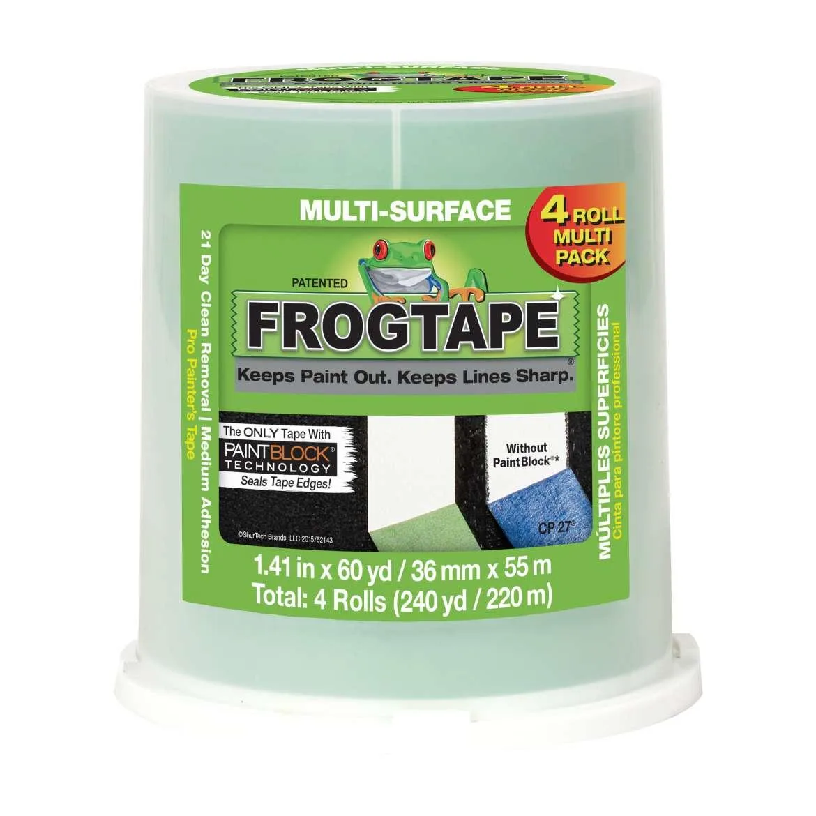 Green painter's tape roll 1.41 inches wide 60 yards long