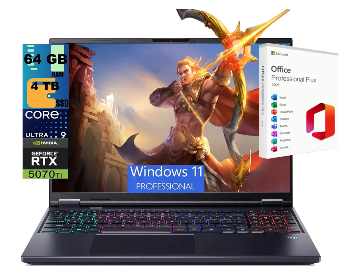 Acer America Acer Predator Helios Neo 16 AI Gaming Laptop 16" WQXGA 240Hz Ultra 9 275HX RTX 5070 Ti 64GB 4TB — product photo