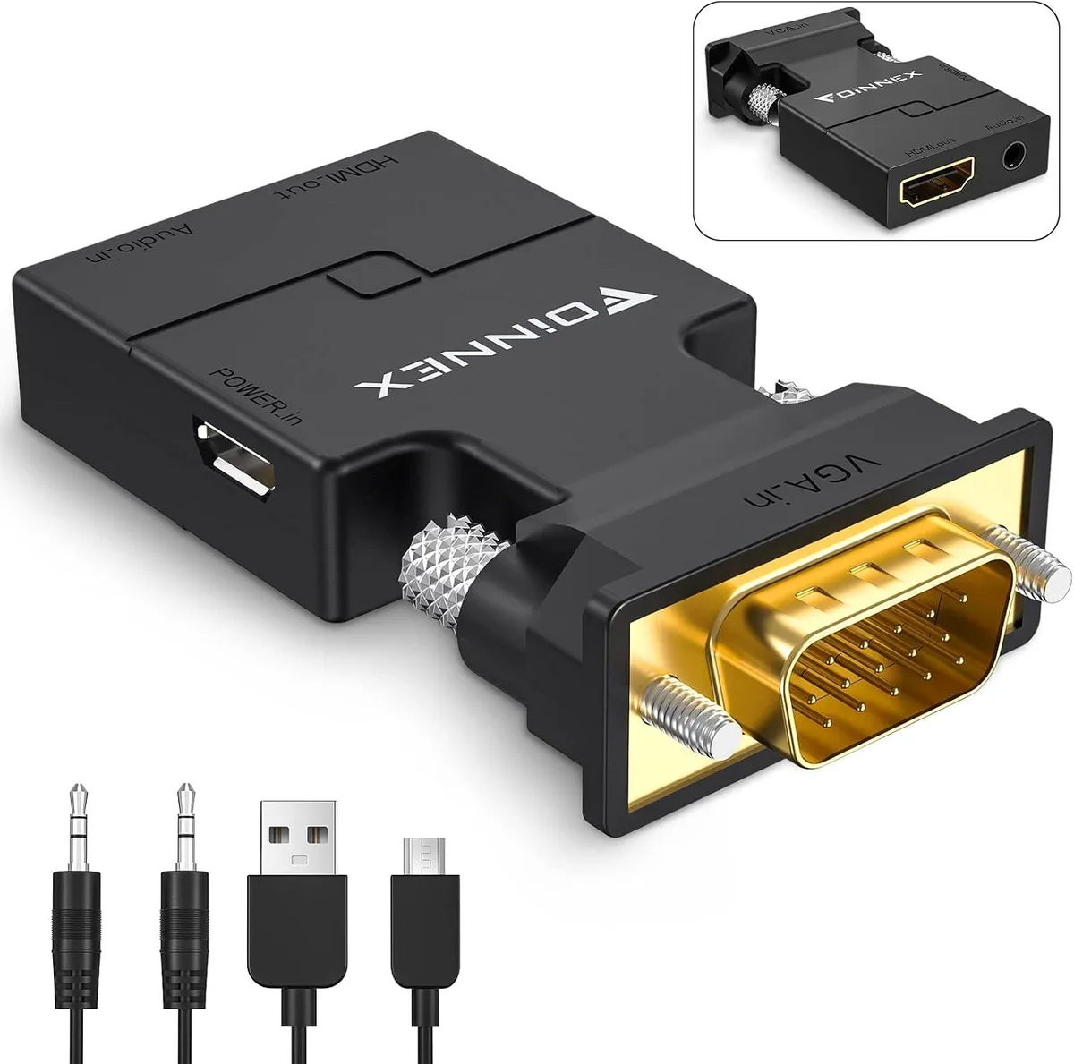 FLEANE FLEANE VGA to HDMI Adapter with Audio 1080P 3.5mm — product photo