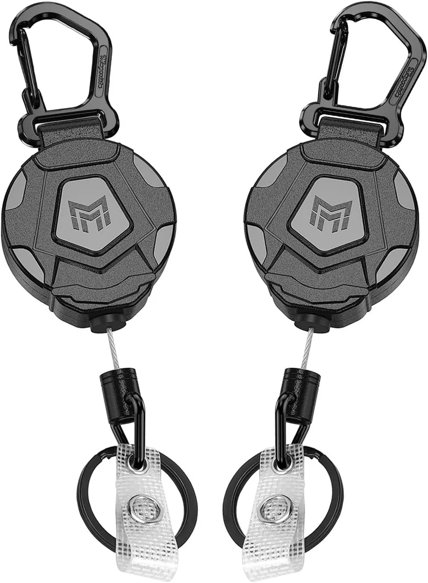 MCHOSE MCHOSE 2-Pack Retractable Keychain Carabiner Badge Reel 31.5 Steel Cord 8.0 oz — product photo
