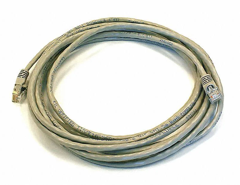 Gray Cat6 Ethernet patch cable, 14 feet, RJ45 connectors, snagless boots
