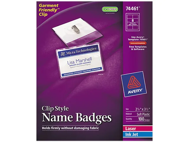 Avery Avery 74461 Badge Holders Top Load White 100/Box — product photo