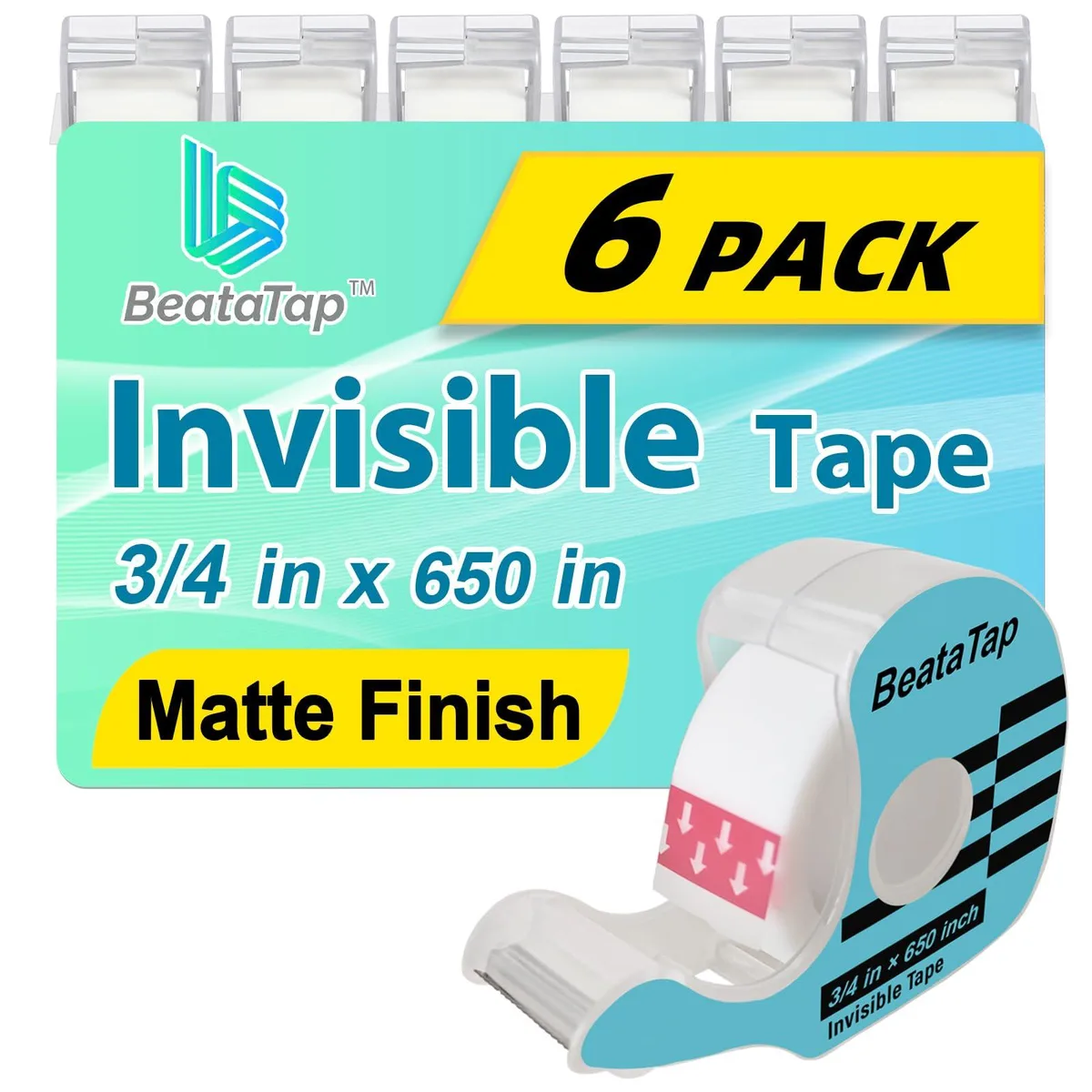  BeataTap 3/4 Invisible Tape 6 Rolls + 6 Dispensers .75x650in — product photo