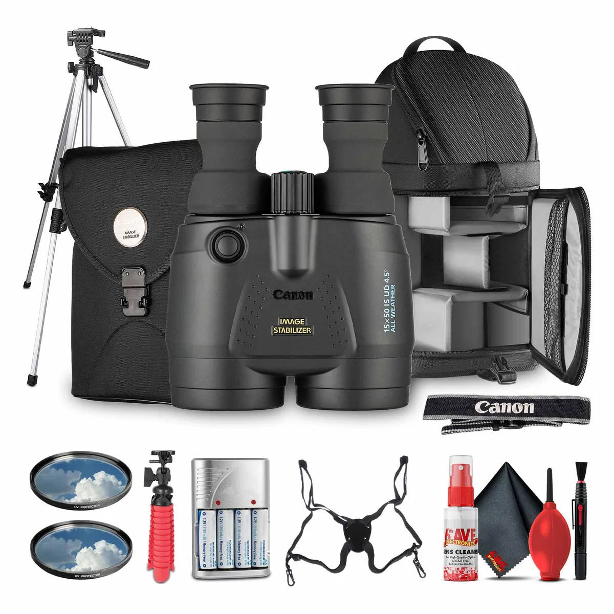 Canon Canon 15x50 IS All-Weather Binoculars + Tripod + Harness — product photo