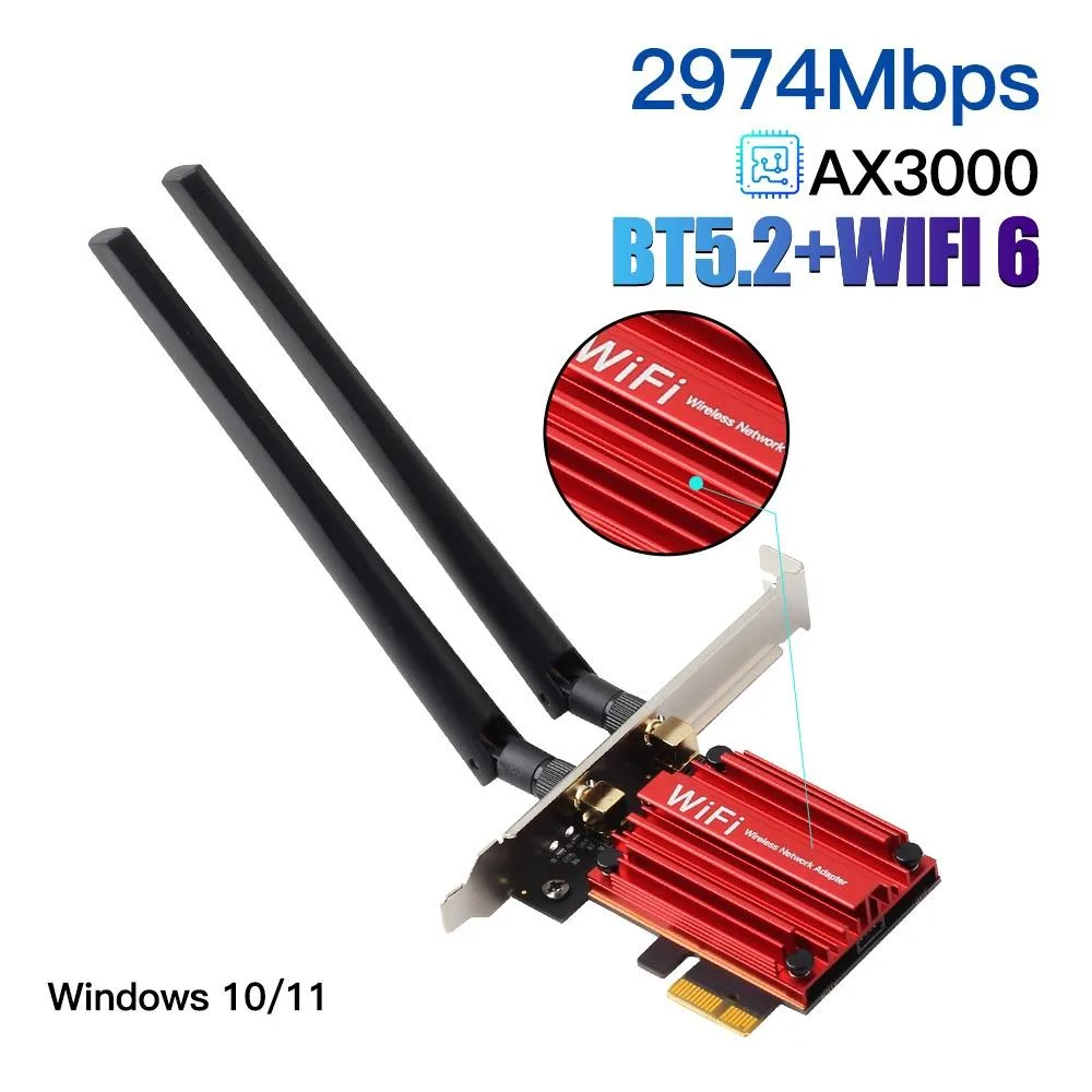 DERAPID DERAPID PCE-AX200R Wi-Fi adapter AX3000 Bluetooth 5.2 Red — product photo