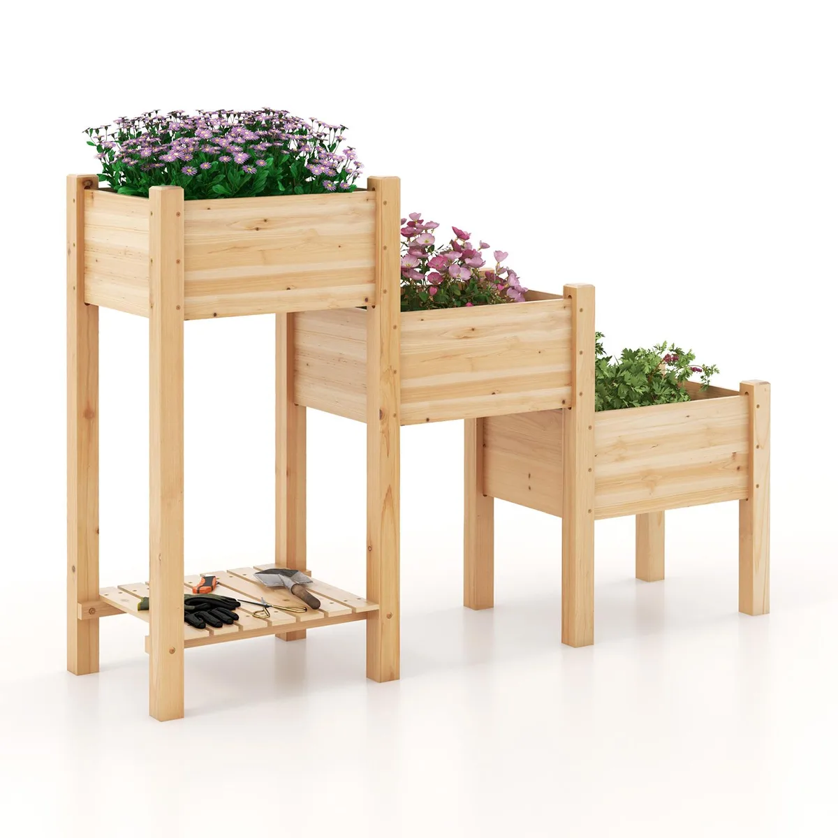 SlickBlue SlickBlue 3-Tier Raised Garden Bed Natural 64x17x41in — product photo