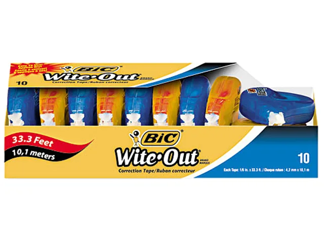 BIC BIC WOTAP10 Wite-Out EZ Correct Correction Tape 10/Box 0.16" x 39.33 ft — toote foto