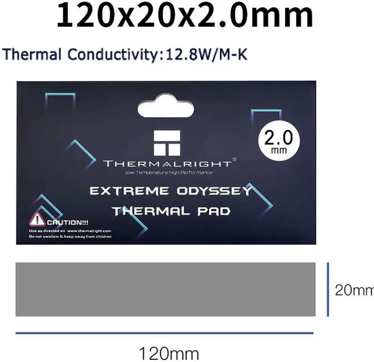 Lirealar Lirealar 120x20mm Thermal Pad 12.8 W/mK 2.0mm 15g — product photo