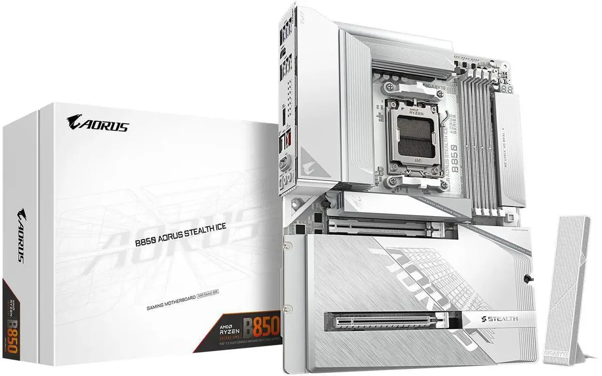 GIGABYTE GIGABYTE B850 AORUS STEALTH ICE AMD AM5 motherboard — product photo