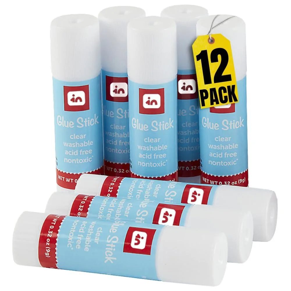  1InTheOffice Clear Washable Glue Sticks 0.32oz 12 Pack — product photo