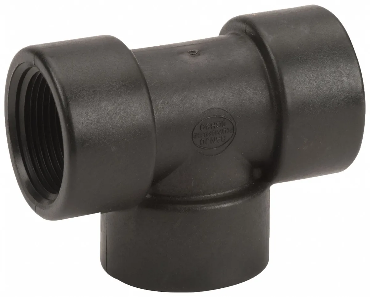 Banjo Banjo TEE125 Trap 1-1/4" Schedule 80 Polypropylene 150 psi — product photo