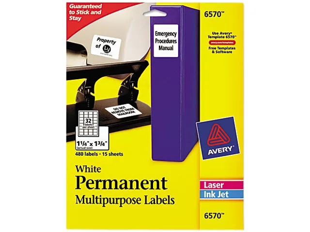 Avery Avery 6570 White Labels 1.25 x 1.75 in 480 Pack — product photo